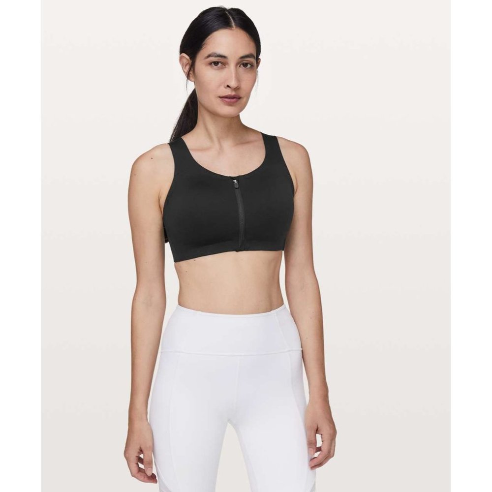 Women's Lululemon Black Enlite Zip Front Sports Bra 38DD